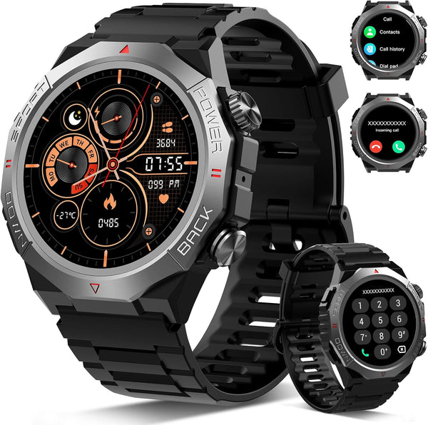 Military Smart Watch for Men Answer/Make Calls, 1.39" HD Fitness Watch with Heart Rate