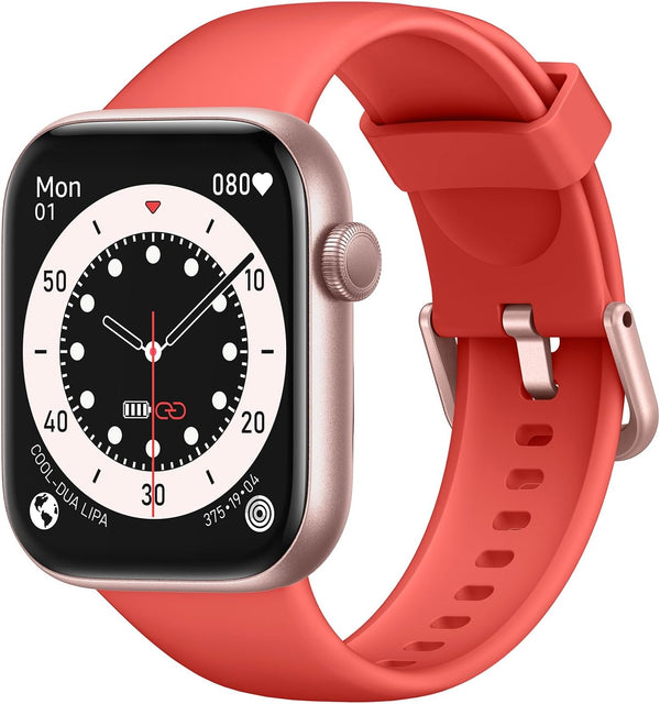 Red Smart Watch for Men Women Answer/Make Call, 1.85" Smartwatch, Fitness Watch with Heart Rate Blood Pressure Sleep Monitor