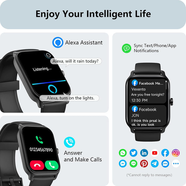 Smart Watch for Men Women, Answer/Make Calls, Alexa Built-in, [1.8"HD Screen]