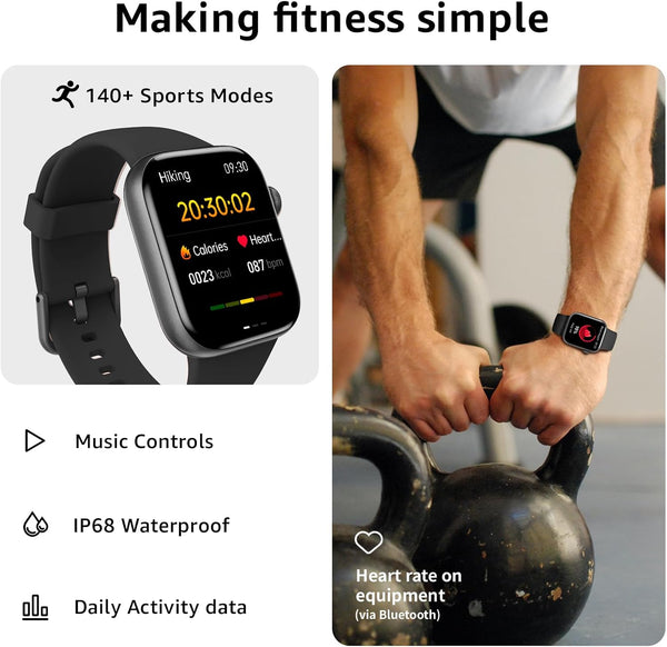 Red Smart Watch for Men Women Answer/Make Call, 1.85" Smartwatch, Fitness Watch with Heart Rate Blood Pressure Sleep Monitor