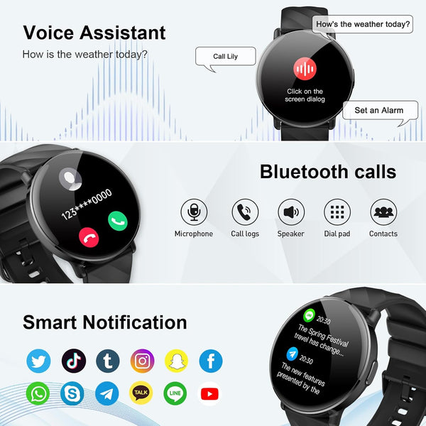 Smart Watch for Men Women with Call Text Reminder, 1.39" Screen Fitness Watch, Activity Fitness Trackers with Heart Rate/Sleep/Spo2/Steps/Calories Monitor